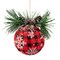 Northlight Buffalo Plaid and Pine Needle Snowflake Christmas Ball Ornament - 5.5" - Black and Red